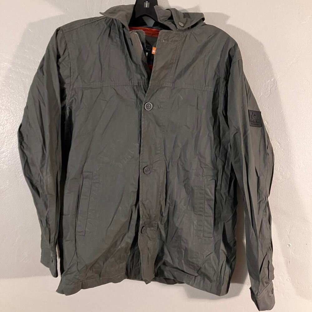 Quiksilver Vintage Y2K Grey Zip Up Hooded Cotton‎ Jacket